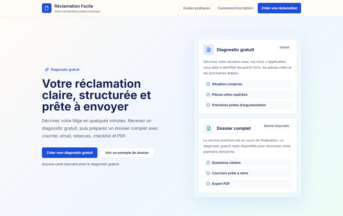 Capture d'écran de Réclamation Facile