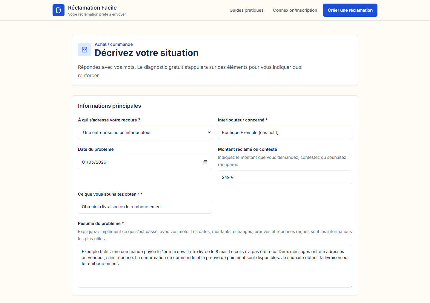 Capture d'écran de Réclamation Facile